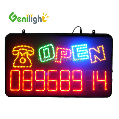 Rectángulo Indoor Open LED Sign con teléfono Función telefónica 3 Tipo de cambio