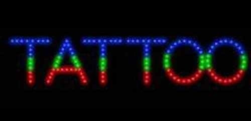 Signo abierto de neón de LED de tatuaje con diseño de forma rectangular y material de resina epoxi