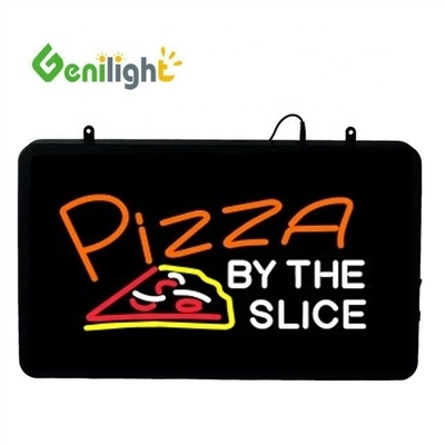 Personalizado Genilight 22 * 13 pulgadas CE RoHS Acrílico PIZZA BY THE SLICE LED neón de signo abierto