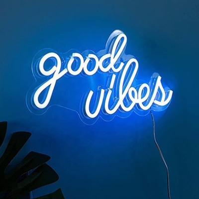 Consumo de energía 0 Buenas vibraciones Neon Sign LED Neon Lights para el dormitorio 16,1 x 8,3 pulgadas