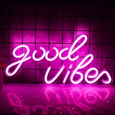 Consumo de energía 0 Buenas vibraciones Neon Sign LED Neon Lights para el dormitorio 16,1 x 8,3 pulgadas
