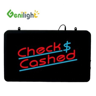 Genilight 22 * 13 pulgadas Super brillo LED Chequeo carta cobrada neón signo abierto para interiores