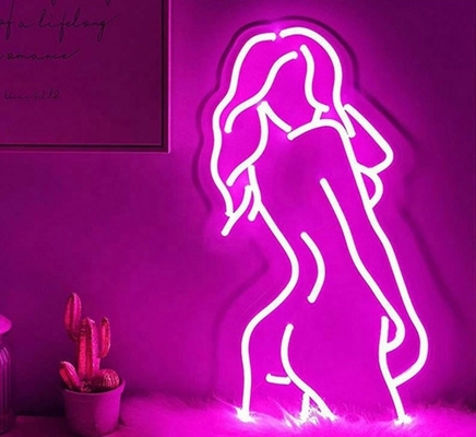 Signo de neón de dama personalizado con respaldo acrílico LED de silicona rosa Duración de vida 50000 horas