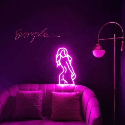 Signo de neón de dama personalizado con respaldo acrílico LED de silicona rosa Duración de vida 50000 horas