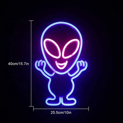 Publicidad personalizada de la tienda LED Neon Sign con diseño alienígena y material acrílico