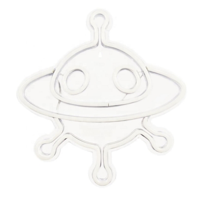 Signos de neón acrílicos de naves espaciales personalizados para decoración de paredes y luz nocturna LED OVNI