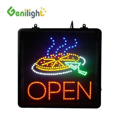 ABS de molde abierto Rectángulo personalizado Luz de la pared de la pizza Acrílico Open Sign Neon Led con chian colgante