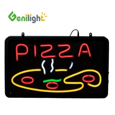 ABS de molde abierto Rectángulo personalizado Luz de la pared de la pizza Acrílico Open Sign Neon Led con chian colgante