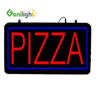 ABS de molde abierto Rectángulo personalizado Luz de la pared de la pizza Acrílico Open Sign Neon Led con chian colgante