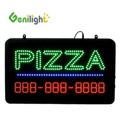 ABS de molde abierto Rectángulo personalizado Luz de la pared de la pizza Acrílico Open Sign Neon Led con chian colgante
