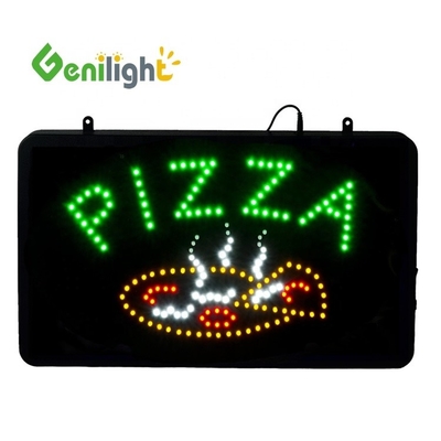 ABS de molde abierto Rectángulo personalizado Luz de la pared de la pizza Acrílico Open Sign Neon Led con chian colgante