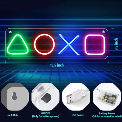 Actualice su sala de juegos con coloridas luces de neón LED 42 * 12.5cm USB Powered Decoración de pared