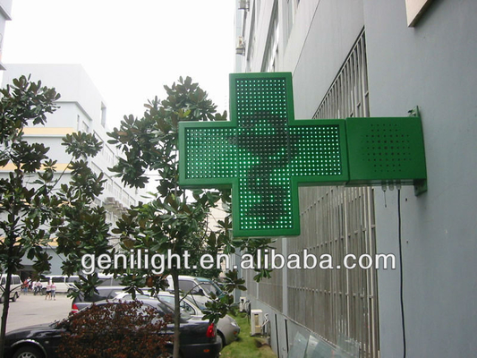Configuración de píxeles 1G Tamaño personalizado Farmacia de color completo LED Cross Sign con RGB