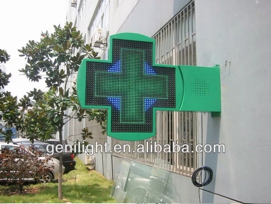 P16 P20 Pixeles 3D LED Farmacia de la señal de pantalla cruzada con comunicación de control RF RS232