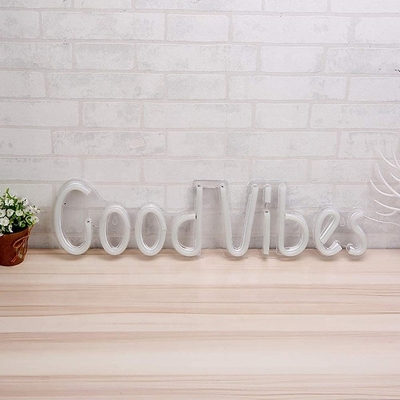 27.5 * 15cm Custom Blue Good Vibes Neon Sign para decoración de la pared del dormitorio Iluminación con USB