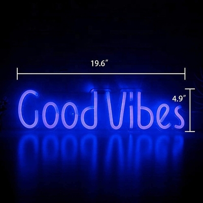 27.5 * 15cm Custom Blue Good Vibes Neon Sign para decoración de la pared del dormitorio Iluminación con USB