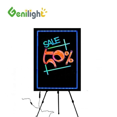 Cartón de escritura LED de vidrio templado rectangular con superficie acrílica