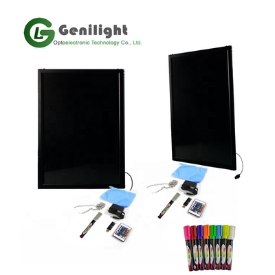Cartón de escritura LED de vidrio templado rectangular con superficie acrílica