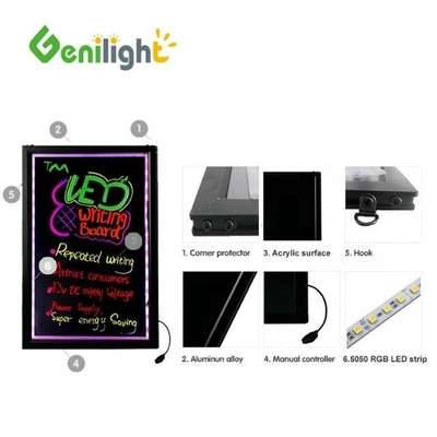 Signo de neón LED de vidrio templado o acrílico Genilight para iluminación de pizarra interior