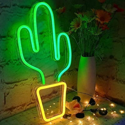 Signo de neón LED con USB para decoración del dormitorio Gran forma de cactus para niños Niños adolescentes Niñas dormitorio