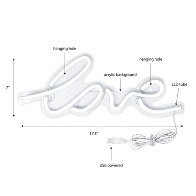 50000 horas de vida útil de negocios de neón Signo de amor LED grande luz para el diseño personalizado