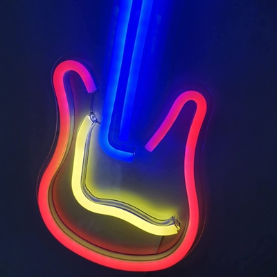 Alimentado con interruptor de encendido/apagado Dimmable 3D Guitar Neon Sign para Music Studio Diseño personalizado