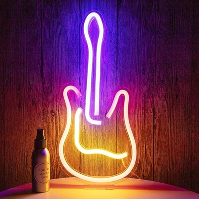Alimentado con interruptor de encendido/apagado Dimmable 3D Guitar Neon Sign para Music Studio Diseño personalizado