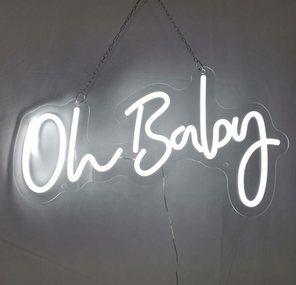 Luz de neón para bebés Cuarto de juegos de la guardería Boda Letra LED Blanca Signo de luz