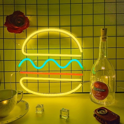 30*30cm Luz de neón LED USB alimentado hamburguesa Signo de neón de pared de arte Consumo de energía 0