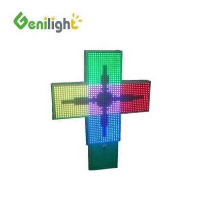 Ángulo de visualización H/V P16 P20 píxeles 3D LED Farmacia de la señal de pantalla cruzada para uso al aire libre