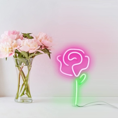 5V de voltaje LED luces de flores rosa neón signo para decoración de la pared del dormitorio