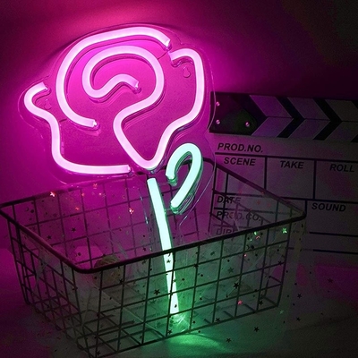 5V de voltaje LED luces de flores rosa neón signo para decoración de la pared del dormitorio