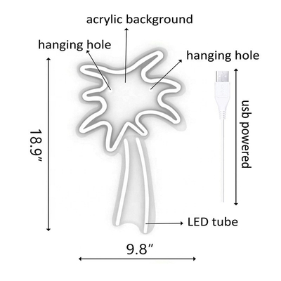 Gran señal de neón del árbol de coco LED Flex Neón luz de luz de USB alimentada por luz nocturna para el cuarto de los niños Voltado 5V