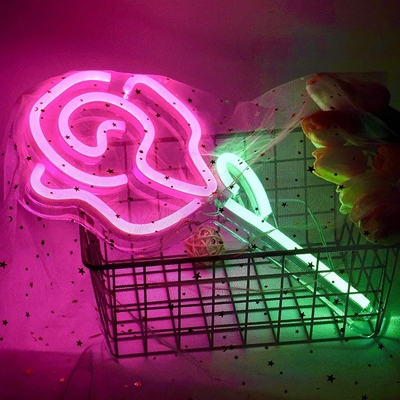 50000 horas de vida útil luz de neón LED con rosa de flores personalizada
