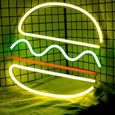 Indicador de luz de neón LED personalizado para decoración de paredes 1 Consumo de energía Luz de neón hamburguesa