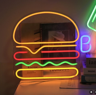 Indicador de luz de neón LED personalizado para decoración de paredes 1 Consumo de energía Luz de neón hamburguesa