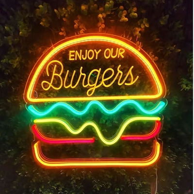 Indicador de luz de neón LED personalizado para decoración de paredes 1 Consumo de energía Luz de neón hamburguesa