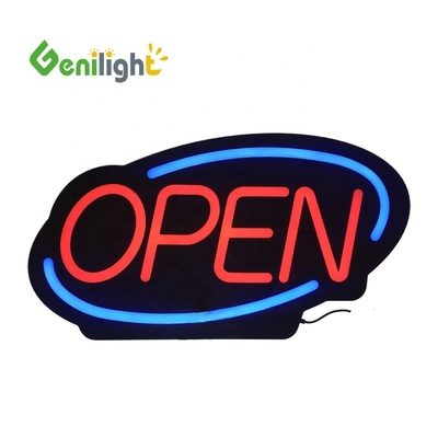 Signos de apertura LED con opciones de encendido/apagado y parpadeo en forma ovalada brillante 58*36 Tamaño del panel