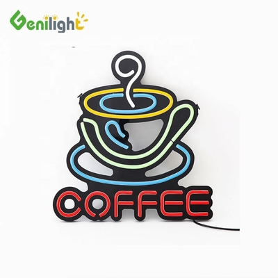 Display electrónico de publicidad de café con luz de neón LED con certificación CE
