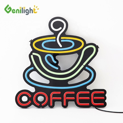 Display electrónico de publicidad de café con luz de neón LED con certificación CE
