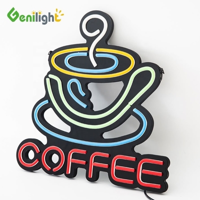 Display electrónico de publicidad de café con luz de neón LED con certificación CE