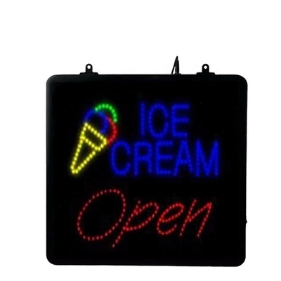 Señales abiertas de helados LED iluminadas con marco ABS y un llamativo tablero frontal acrílico