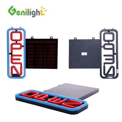 Consumo Genilight GLT-LSN6050H-001 Rojo Color Azul Neón Signo LED Abierto Con Horas