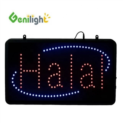 Genilight Indoor 56*33cm HALAL LED Open Sign Motion Display de publicidad y publicidad con pantalla ABS