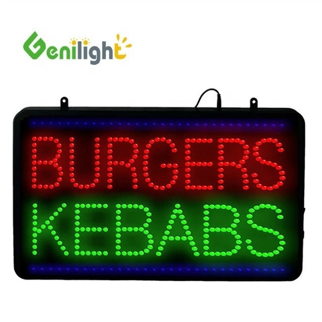 Certificado de potencia ABS Open-Mold BURGERS KEBABS LED Sign para tamaño y color personalizados