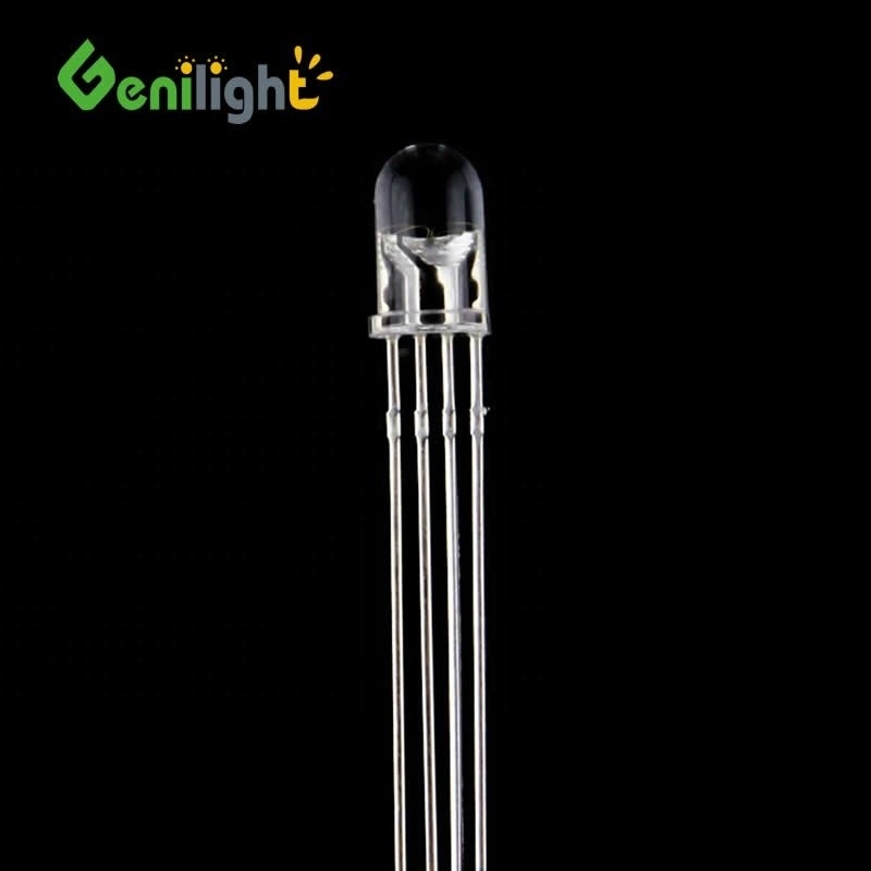 Diodo LED transparente de 3 mm/5 mm/8 mm/10 mm con ultra brillante de 4 pines redondo en la parte superior Descripción del emisor