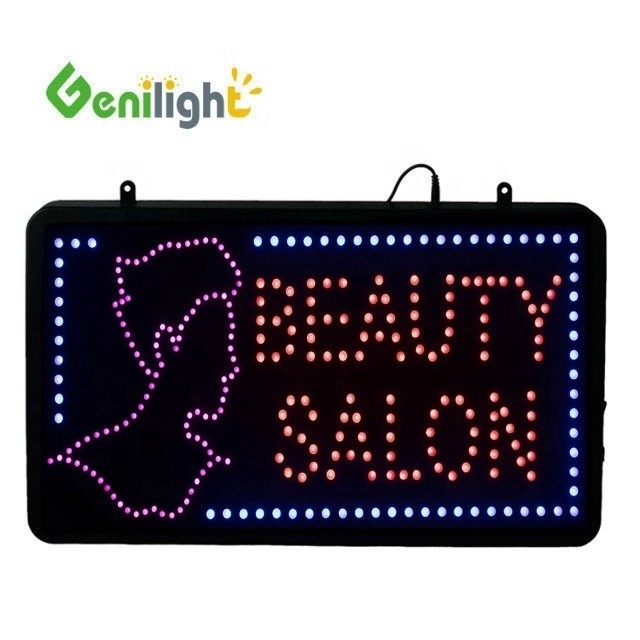 Genilight Indoor LED Salón de belleza Signo Ahorro de energía Función de persecución y movimiento 56 * 33cm