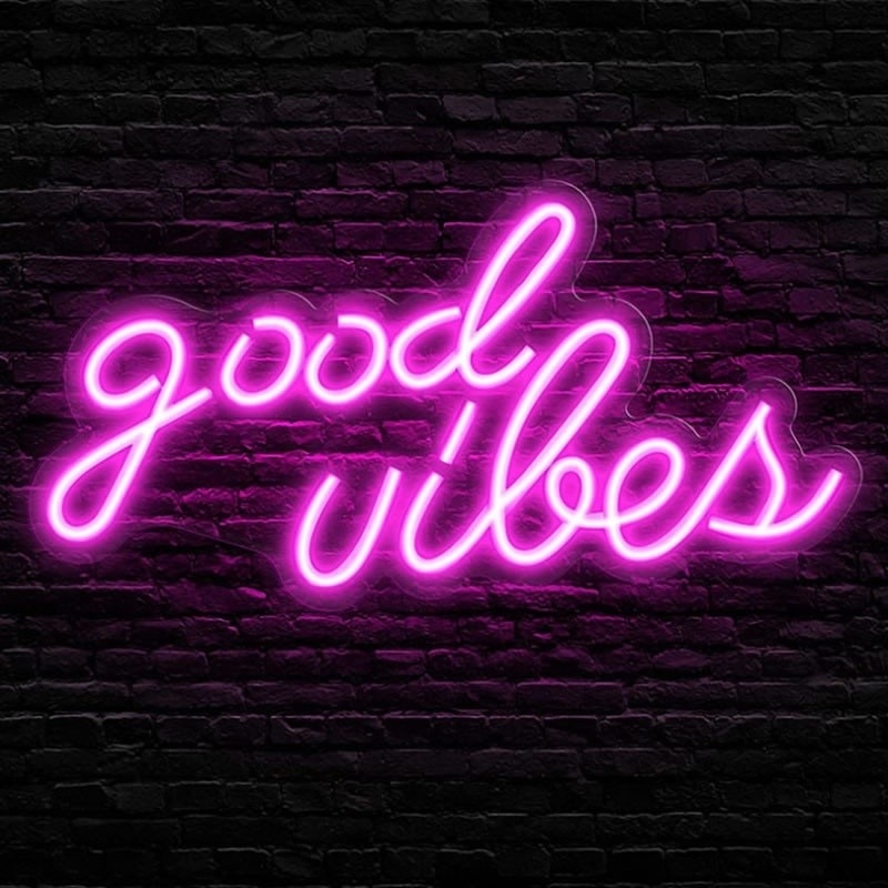 Consumo de energía 0 Buenas vibraciones Neon Sign LED Neon Lights para el dormitorio 16,1 x 8,3 pulgadas