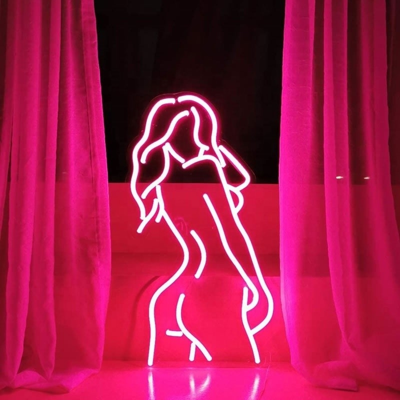 Decoración de pared Rosa Lady Neon Sign con respaldo acrílico personalizado 50000 horas de vida útil