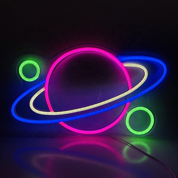 Transforme su habitación en un espacio fresco y de moda con nuestra luz LED de la señal de neón del planeta